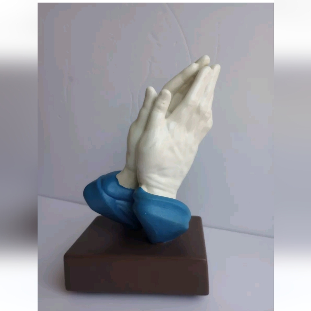 Vtg Ceramic Praying Hands 1966 Statue Figurine Approx 9.5" MCM Decor See…